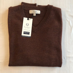 Turnbury Brown Wool V-Neck Sweater